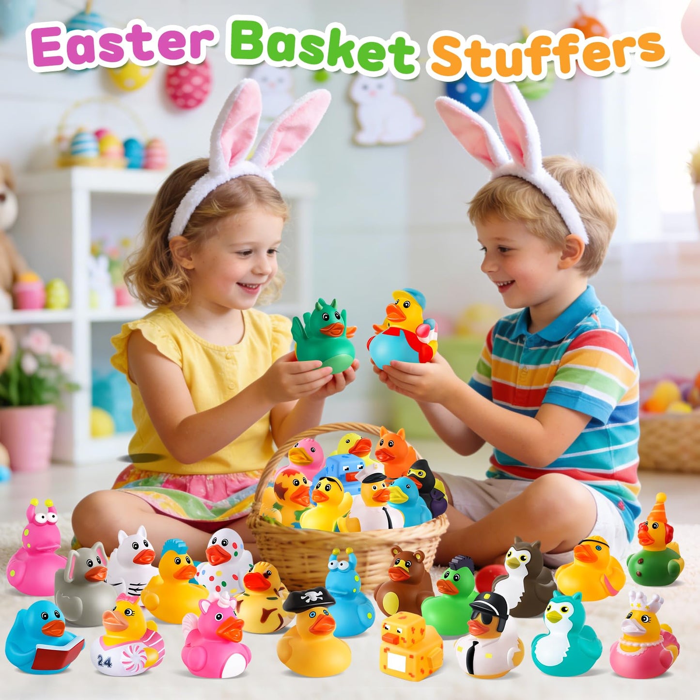 ANGGIKO 100 Pcs Cruise Rubber Ducks Kit – 30 Ducks, 30 Tags, 40 Rubber Bands, Duck Bag