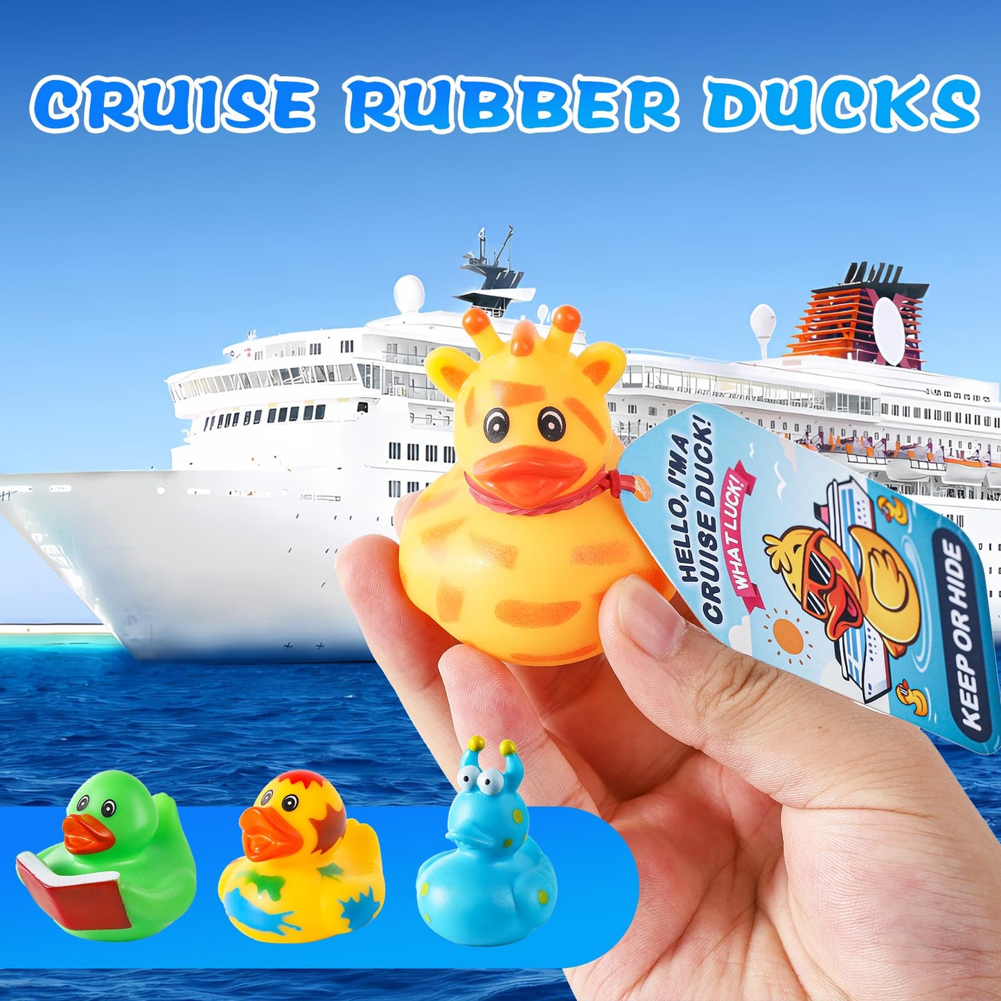 ANGGIKO 100 Pcs Cruise Rubber Ducks Kit – 30 Ducks, 30 Tags, 40 Rubber Bands, Duck Bag