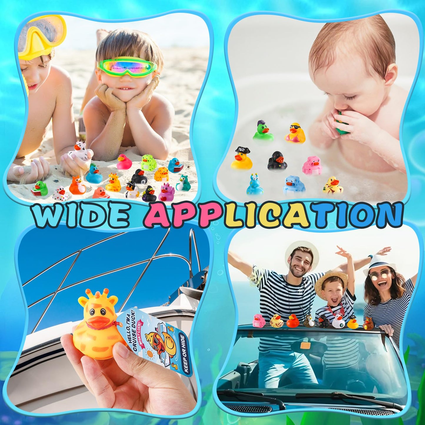 ANGGIKO 100 Pcs Cruise Rubber Ducks Kit – 30 Ducks, 30 Tags, 40 Rubber Bands, Duck Bag