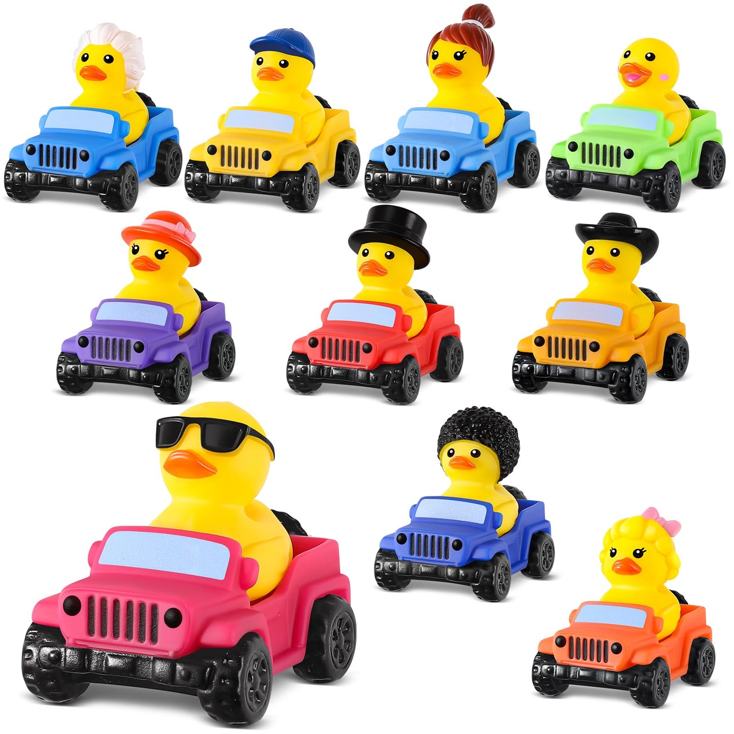 ANGGIKO 20 Pcs Rubber Ducks for Jeeps — 2.8-Inch Car Duck Set, 10 Styles