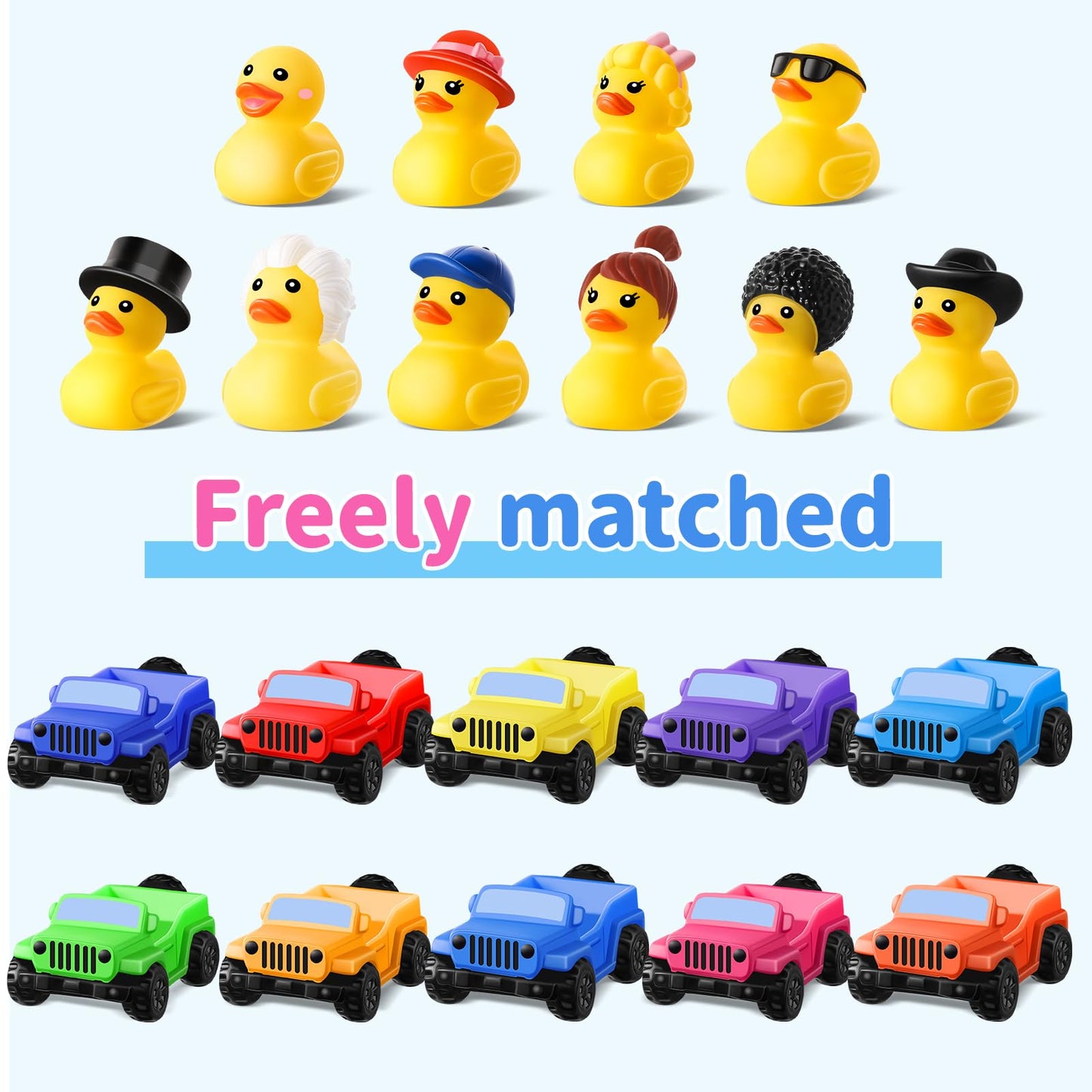 ANGGIKO 20 Pcs Rubber Ducks for Jeeps — 2.8-Inch Car Duck Set, 10 Styles