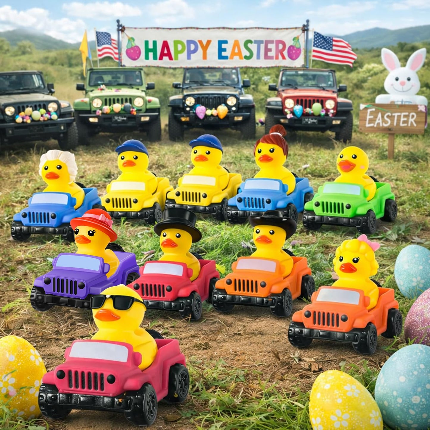 ANGGIKO 20 Pcs Rubber Ducks for Jeeps — 2.8-Inch Car Duck Set, 10 Styles