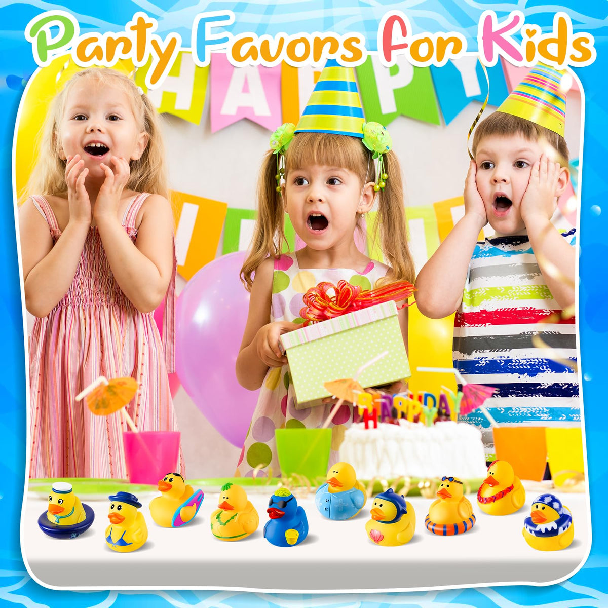 ANGGIKO 24 Pcs Summer Rubber Ducks with Bag | Beach & Pool Party Toys
