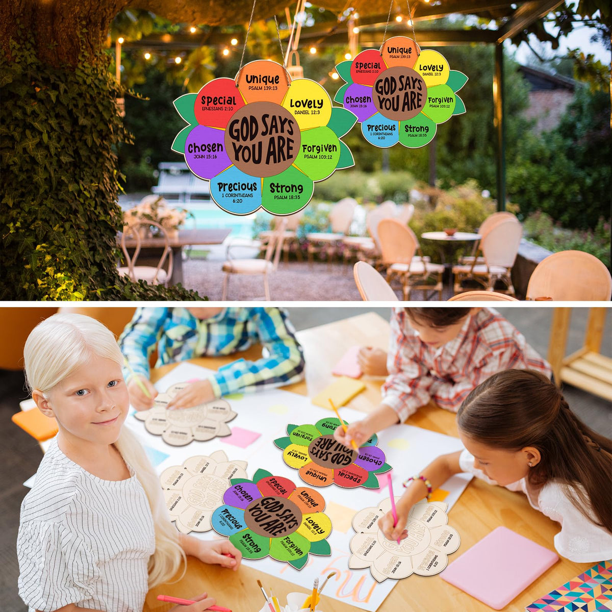 Anglechic 12 Sets Sunflower Christian Craft Kit | God Says You Are | Sunday School DIY Art