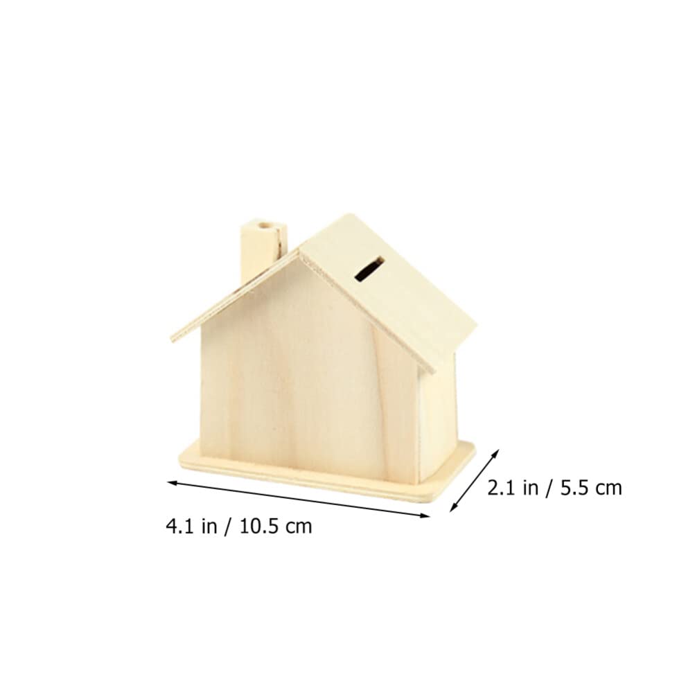 Angoily DIY Wooden House Piggy Bank – 15-Piece Paintable Craft Set, Unfinished Wood Money Box for Kids & Adults