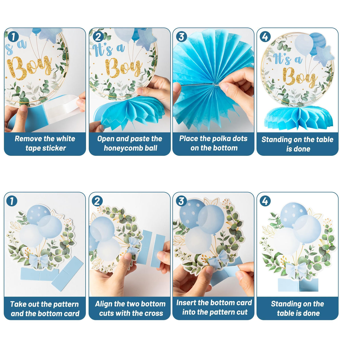 ANGOLIO 12Pcs It's a Boy Blue Honeycomb Centerpieces for Baby Shower & Gender Reveal
