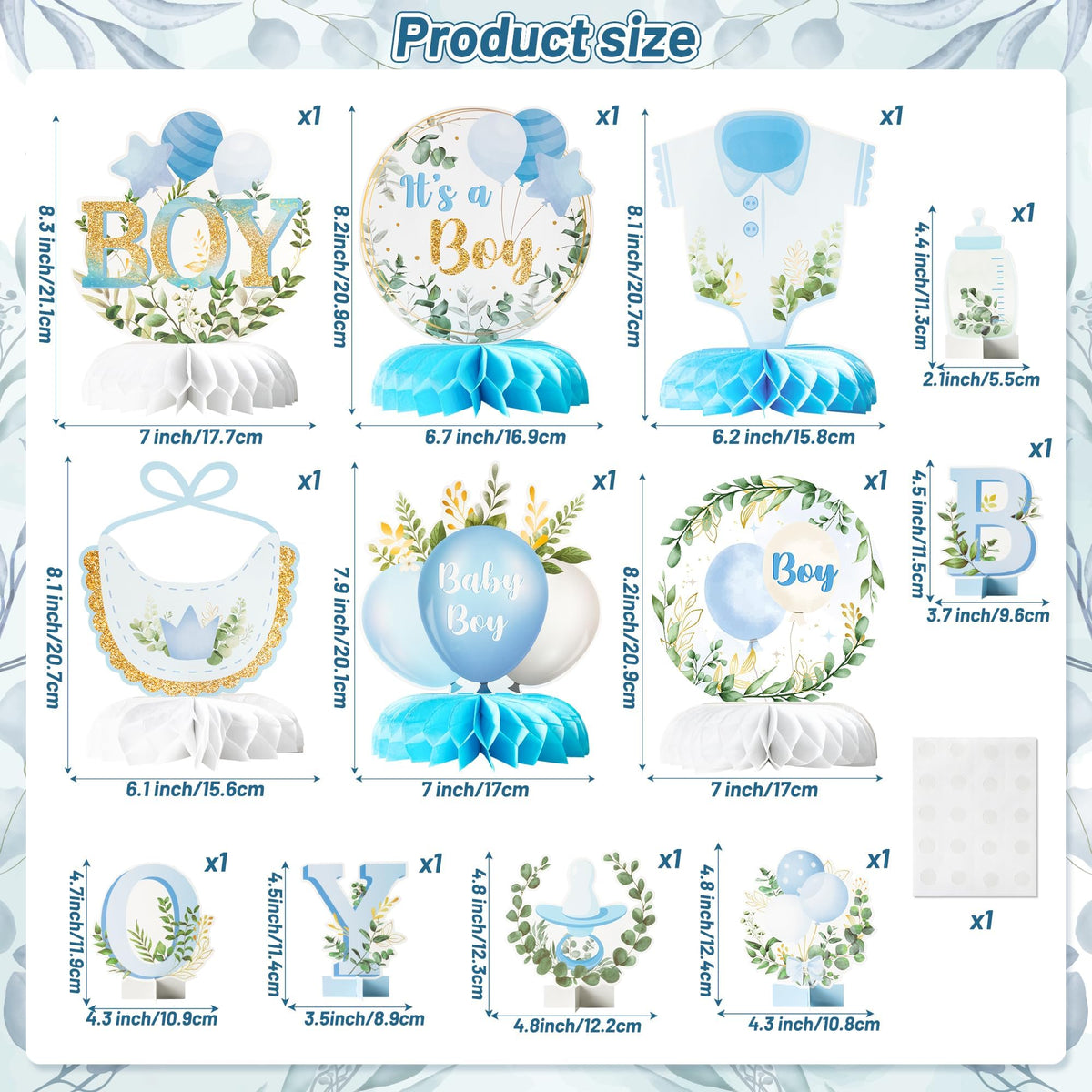 ANGOLIO 12Pcs It's a Boy Blue Honeycomb Centerpieces for Baby Shower & Gender Reveal