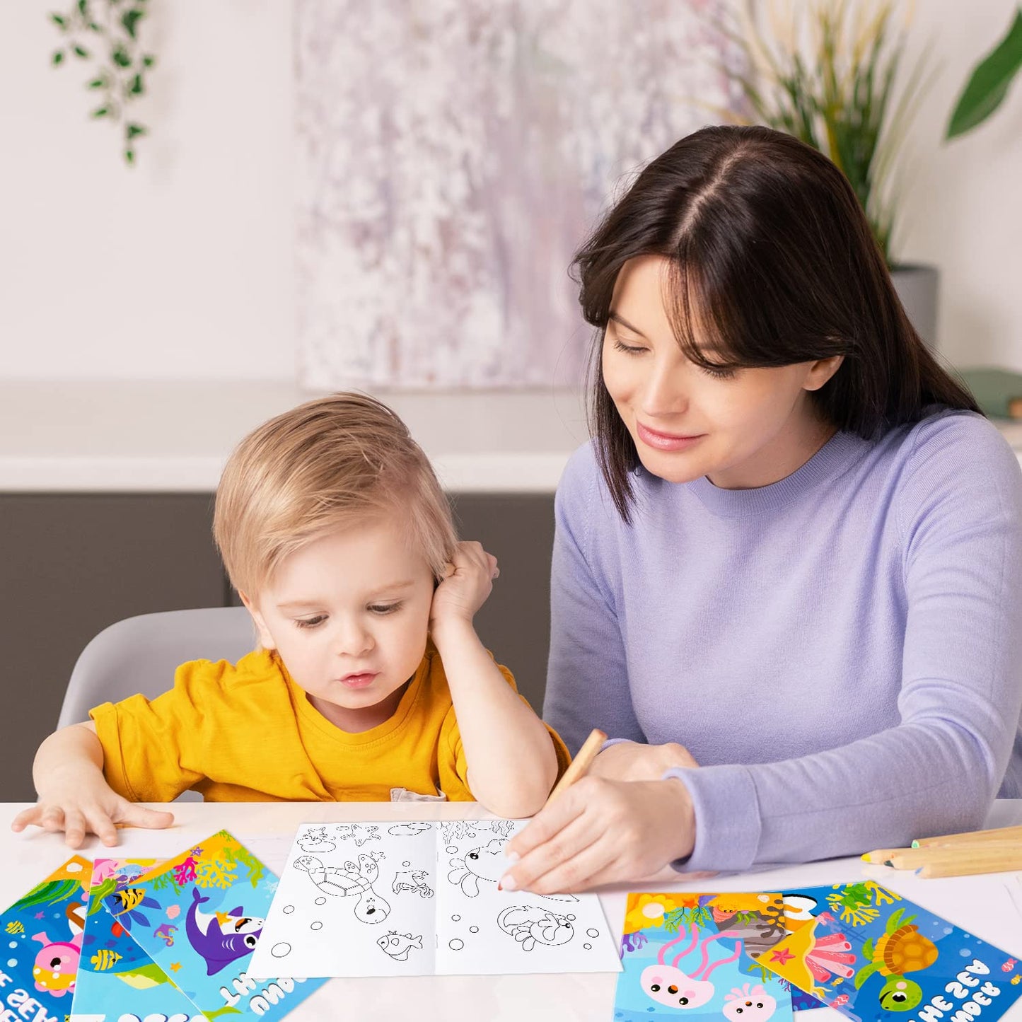 ANGOLIO 24Pcs Ocean Animals Coloring Books Set – Kids Art & Classroom Rewards