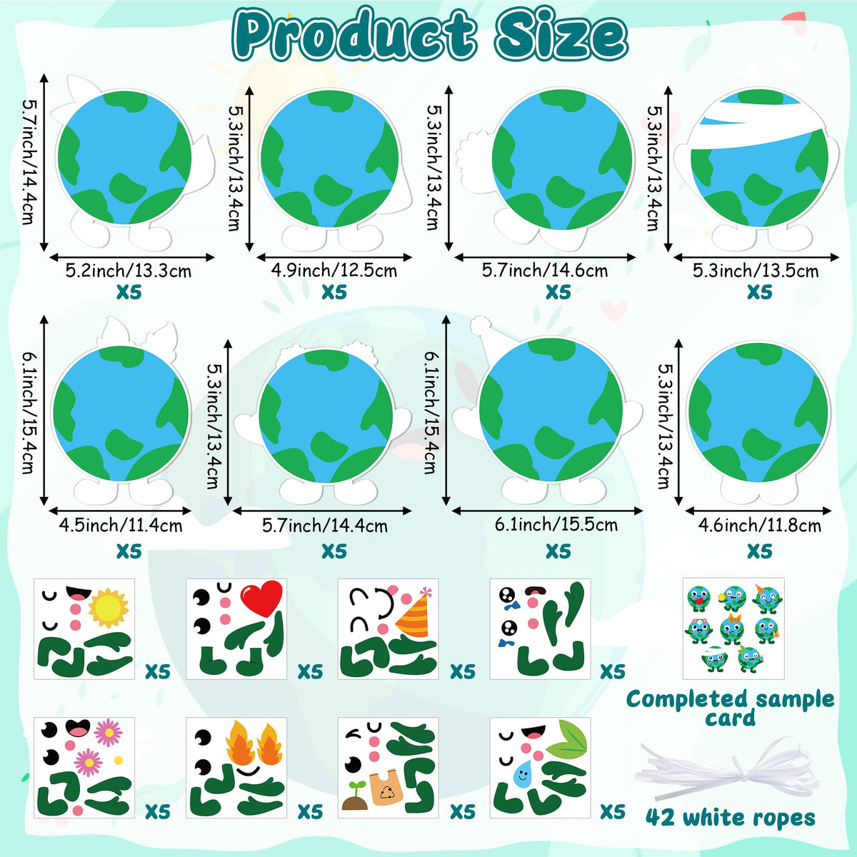 ANGOLIO Happy Earth Day Craft Kit – 40 DIY Earth Ornaments & Stickers