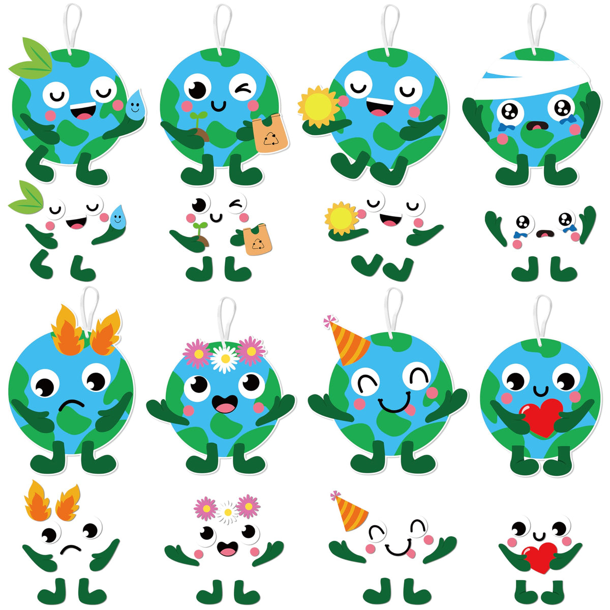 ANGOLIO Happy Earth Day Craft Kit – 40 DIY Earth Ornaments & Stickers