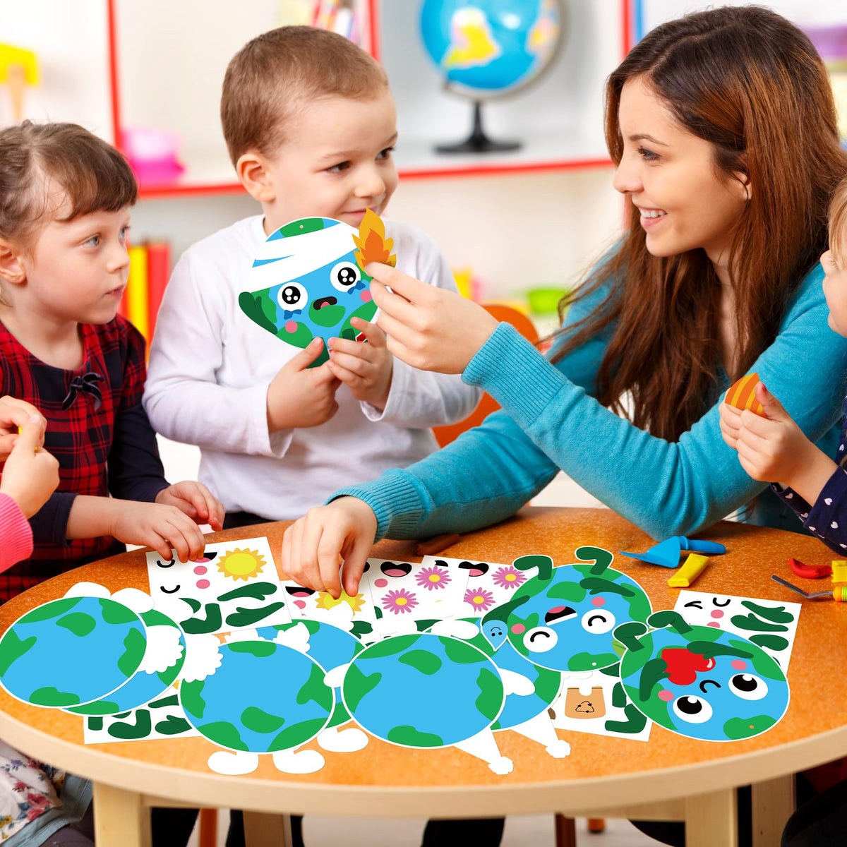 ANGOLIO Happy Earth Day Craft Kit – 40 DIY Earth Ornaments & Stickers