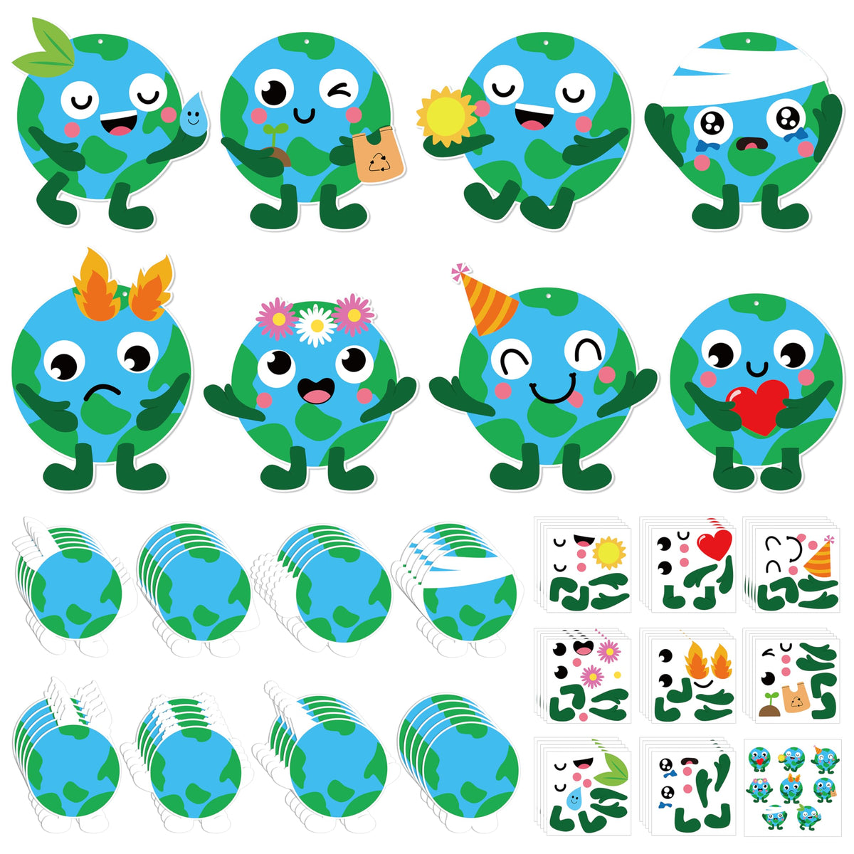 ANGOLIO Happy Earth Day Craft Kit – 40 DIY Earth Ornaments & Stickers