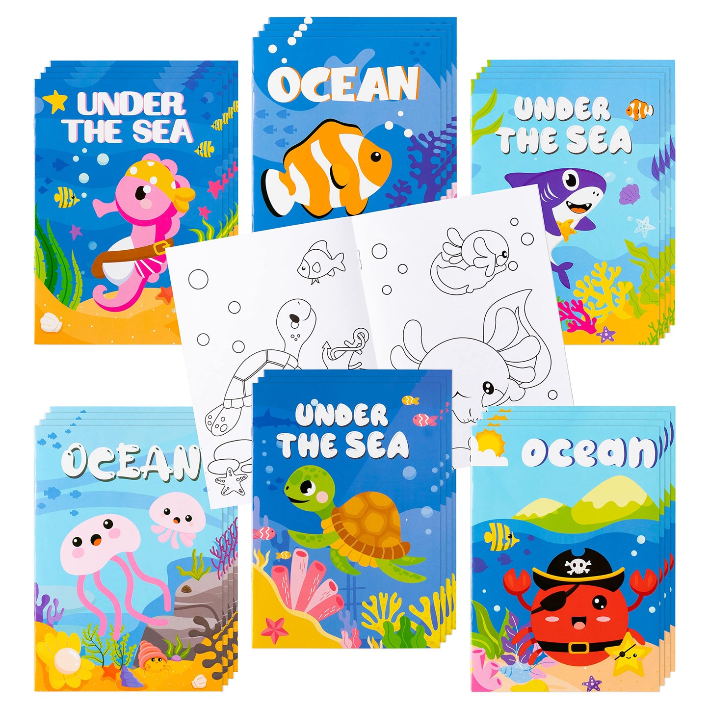 ANGOLIO 24Pcs Ocean Animals Coloring Books Set – Kids Art & Classroom Rewards