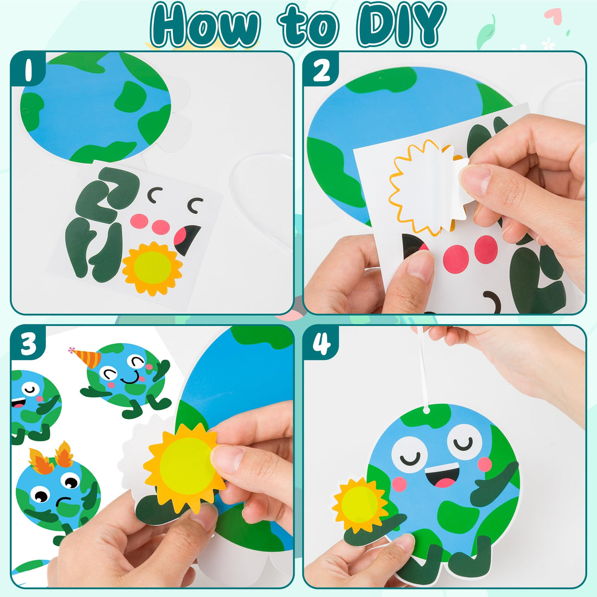 ANGOLIO Happy Earth Day Craft Kit – 40 DIY Earth Ornaments & Stickers