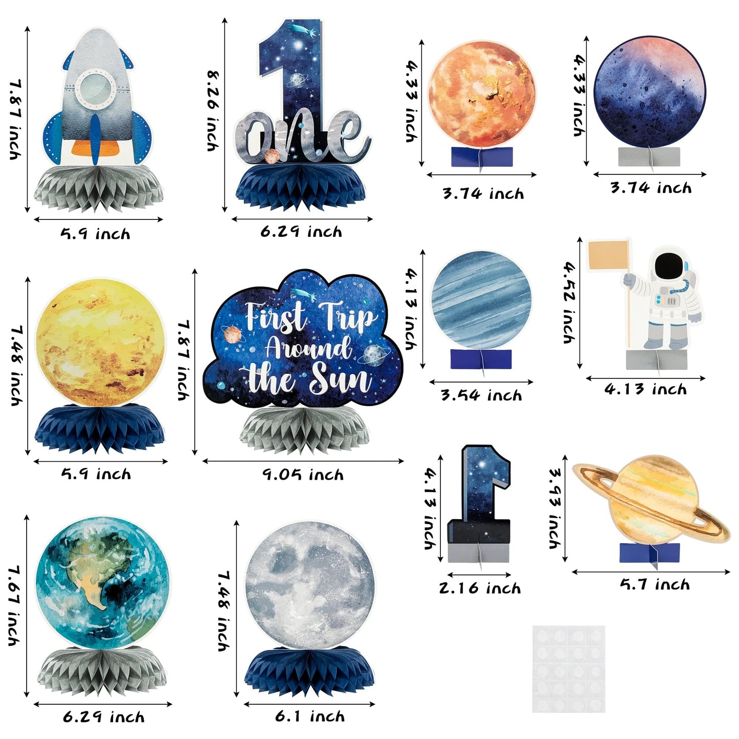 ANGOLIO 12Pcs First Trip Around The Sun Honeycomb Centerpieces – Outer Space Theme for 1st Birthday Party Decor