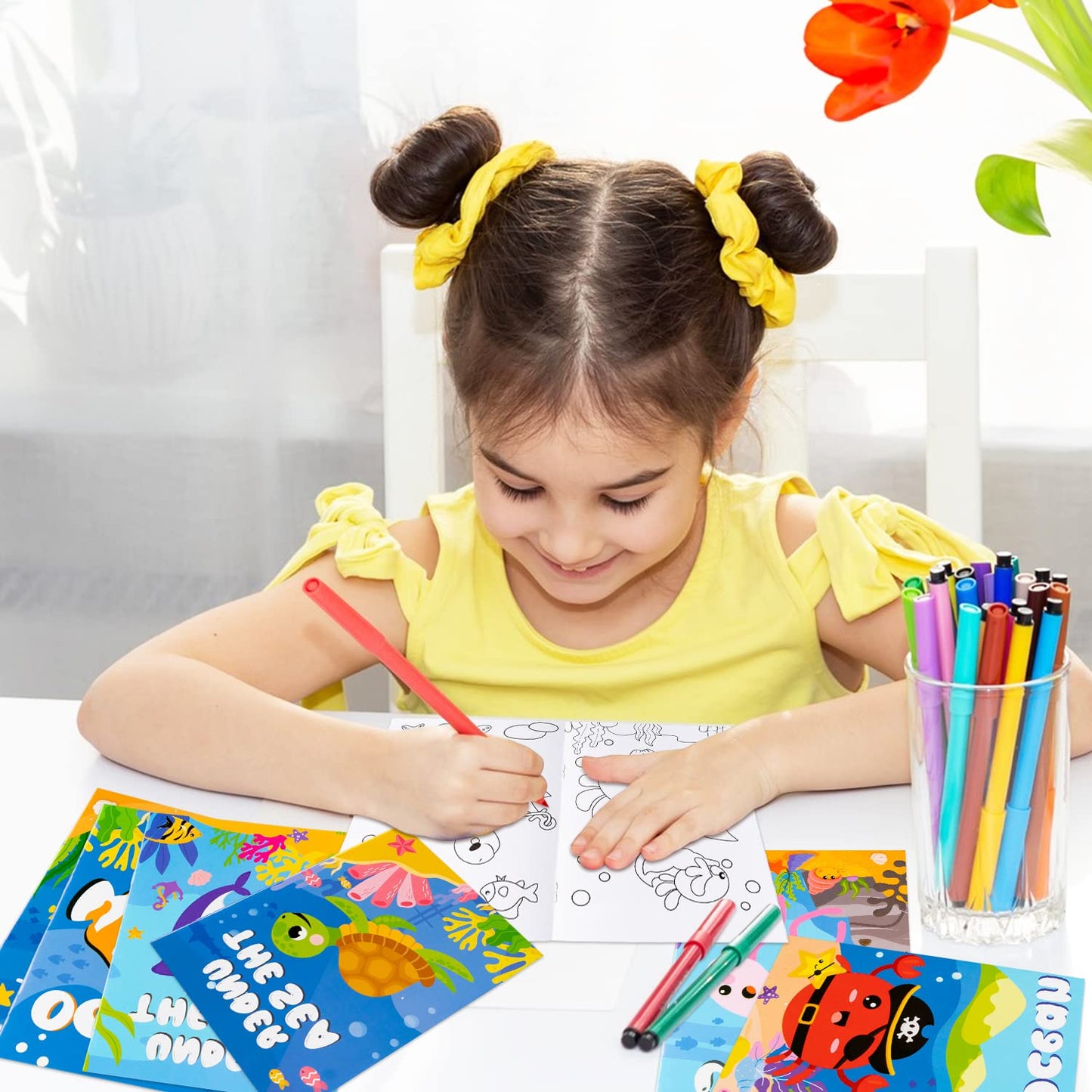 ANGOLIO 24Pcs Ocean Animals Coloring Books Set – Kids Art & Classroom Rewards
