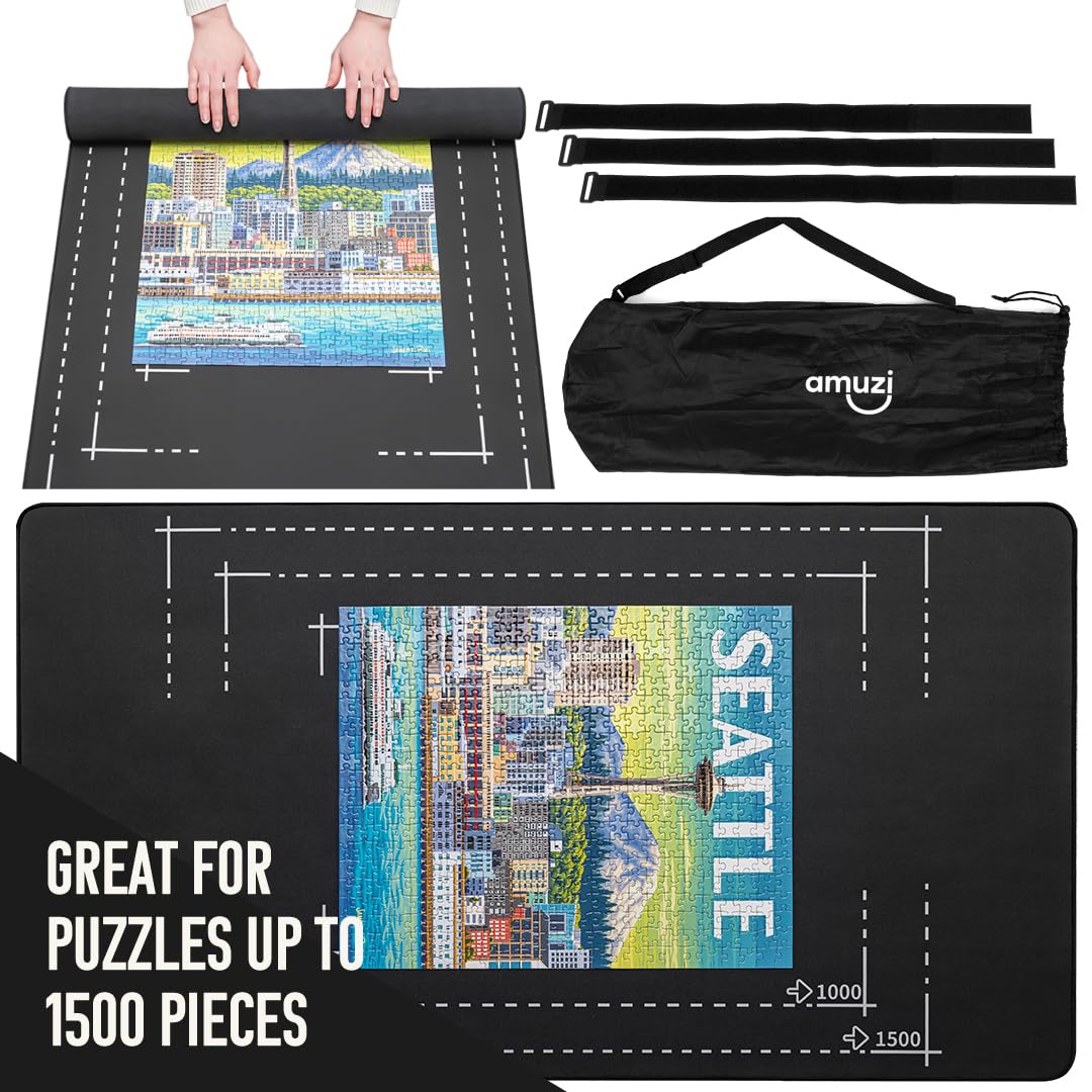 Angora Brands Puzzle Mat Roll-Up for Jigsaw Puzzles Fits 1500/1000/500 Pieces - Amuzi