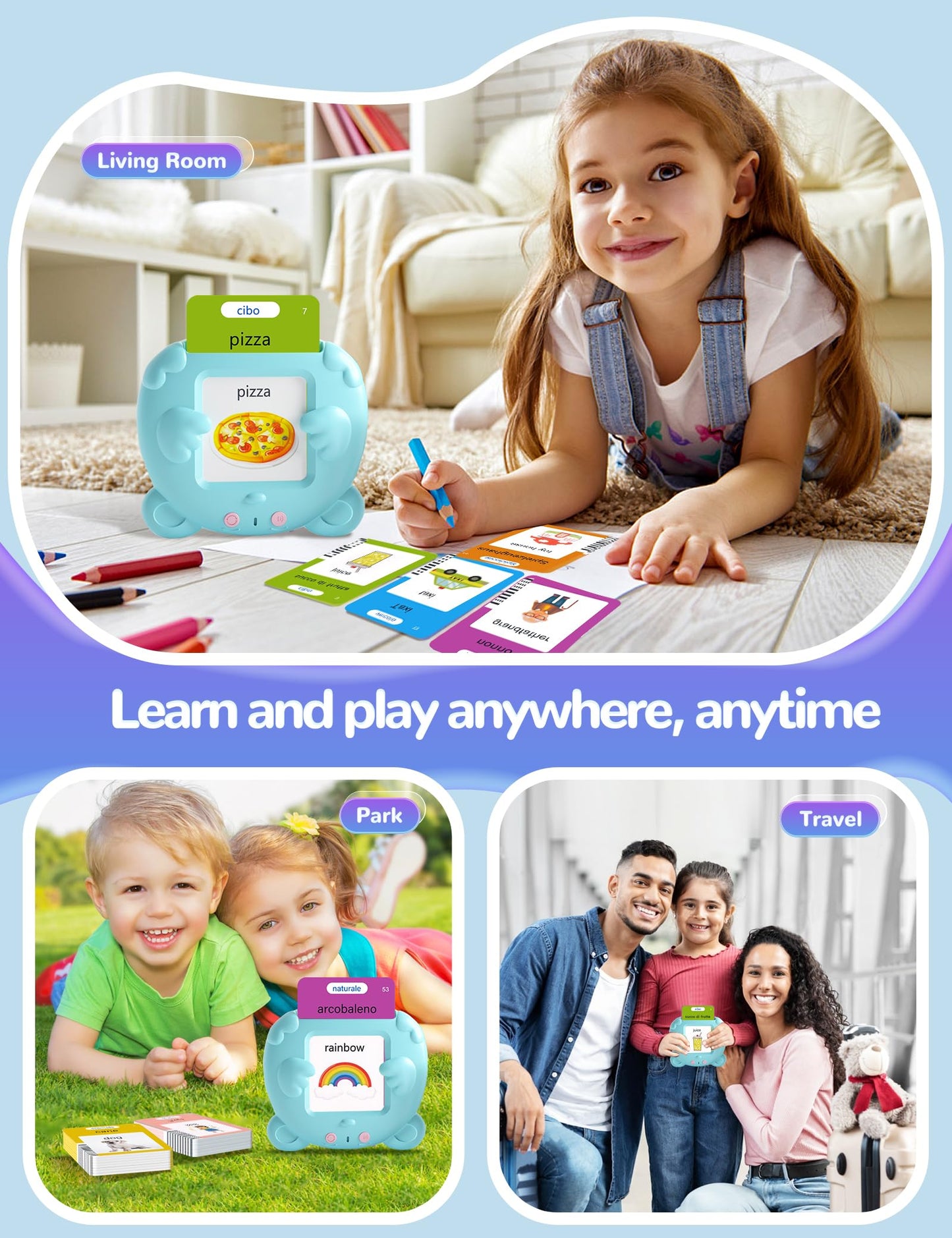 ANhovno Italian-English Talking Flash Cards for Toddlers — 510 Words, 31 Topics