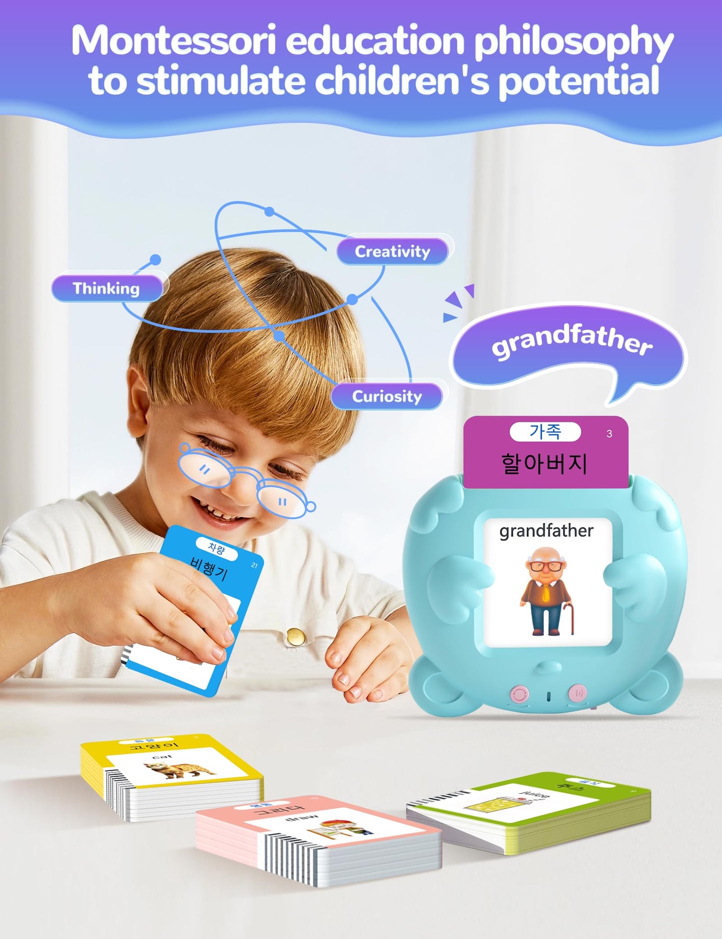 ANhovno Korean-English Talking Flash Cards — 510 Bilingual Words for Toddlers