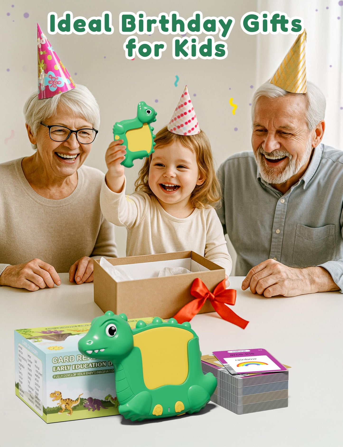 ANhovno Dinosaur Shaped Bilingual Flash Cards – 510 Sight Words English-Portuguese for Toddlers | Pocket Speech Therapy Toy