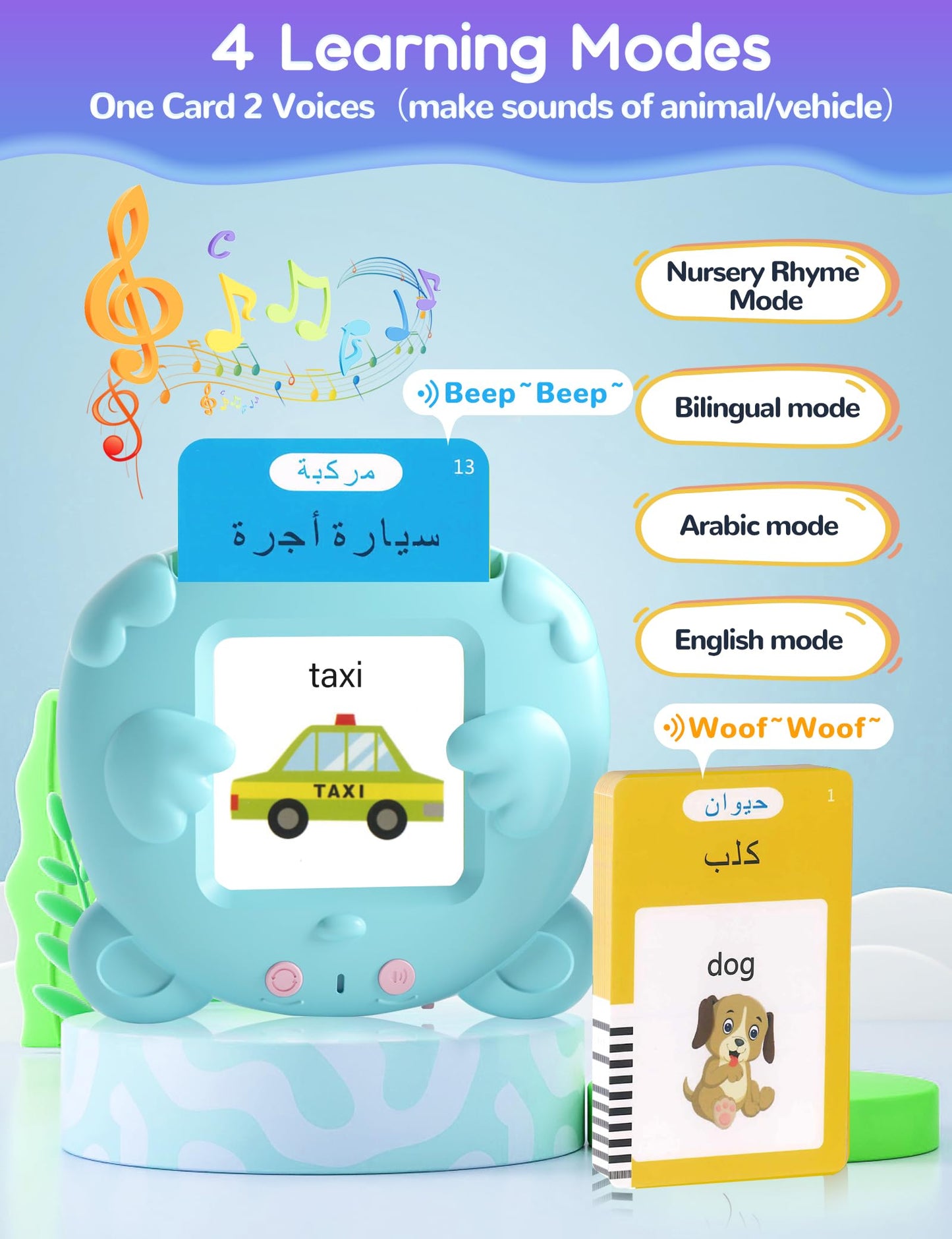 ANhovno Arabic & English Talking Flash Cards – 510 Sight Words, Bilingual Learning Toys