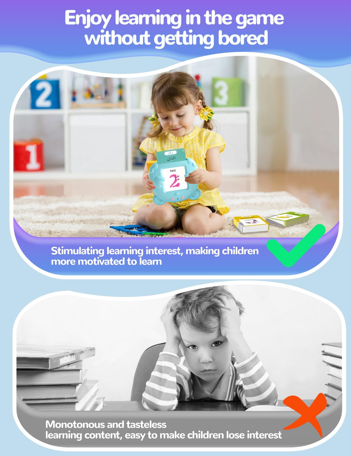 ANhovno Arabic & English Talking Flash Cards – 510 Sight Words, Bilingual Learning Toys