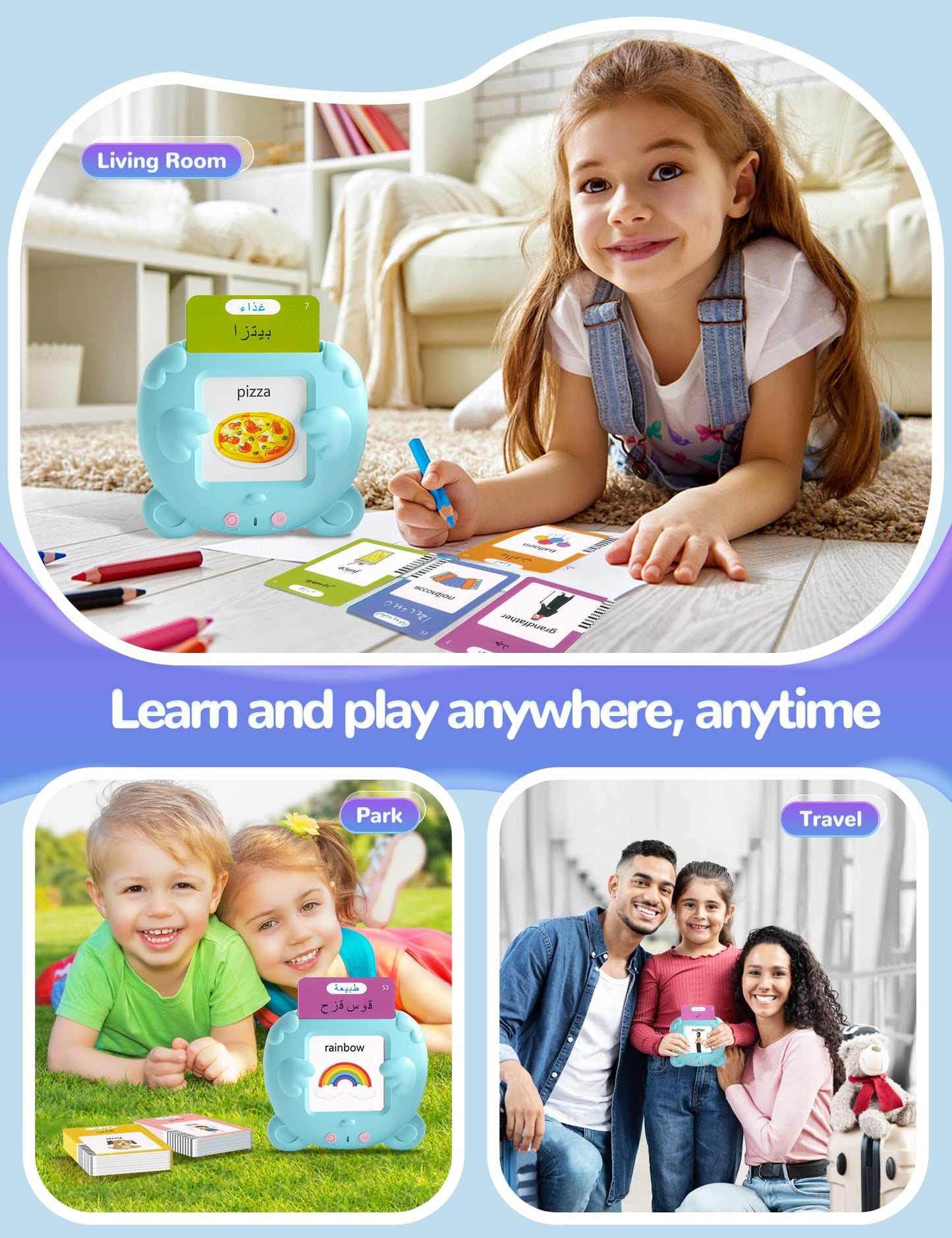 ANhovno Arabic & English Talking Flash Cards – 510 Sight Words, Bilingual Learning Toys
