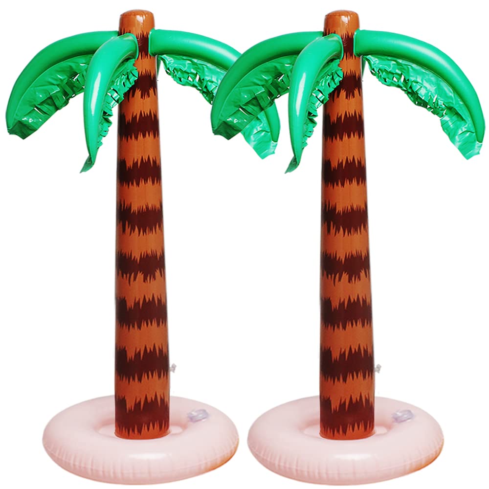 Aniann Inflatable Palm Tree Decoration - 2 Pack Jumbo Coconut Trees for Tropical Beach Party Backdrop