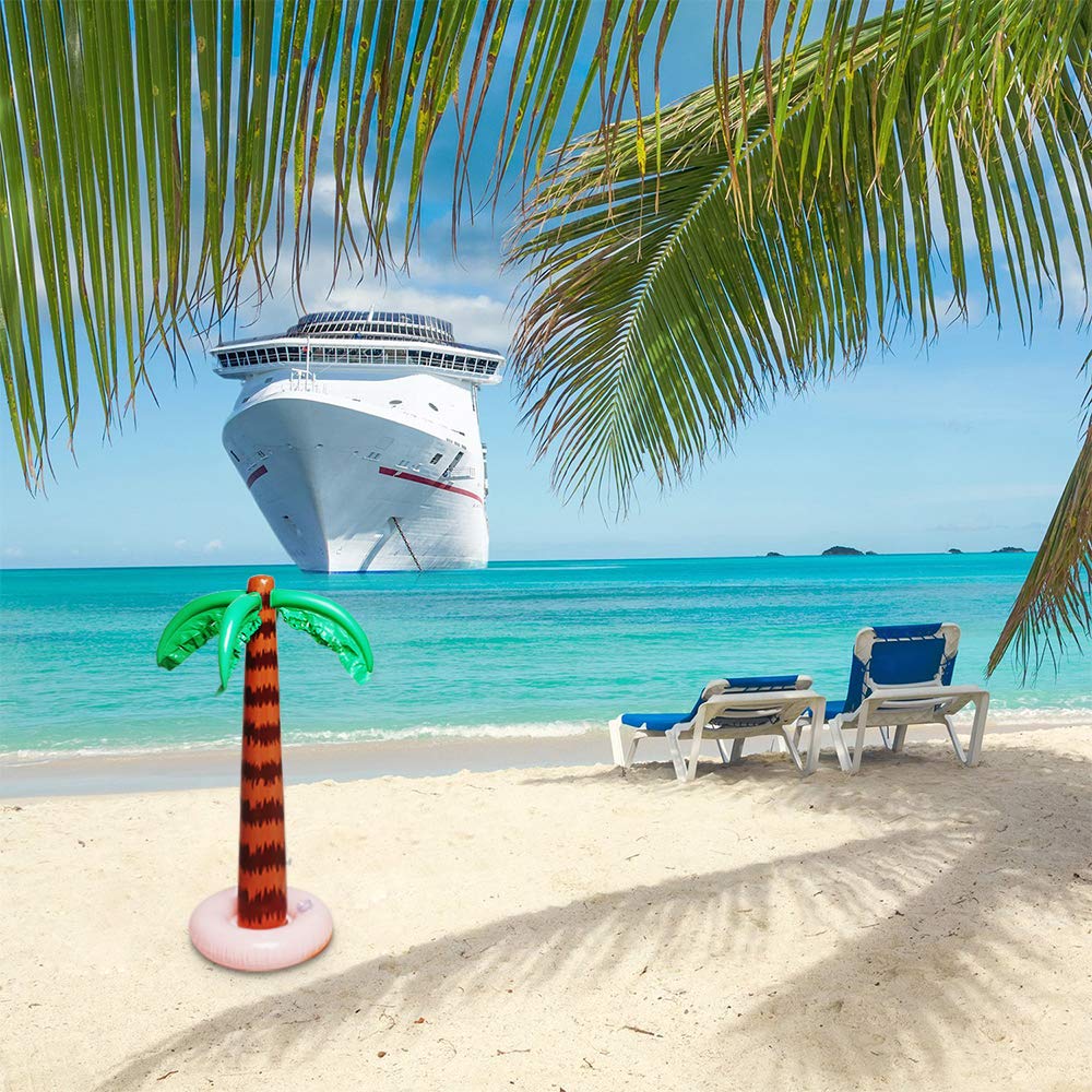 Aniann Inflatable Palm Tree Decoration - 2 Pack Jumbo Coconut Trees for Tropical Beach Party Backdrop
