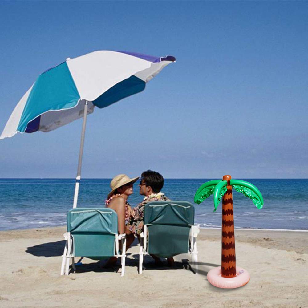 Aniann Inflatable Palm Tree Decoration - 2 Pack Jumbo Coconut Trees for Tropical Beach Party Backdrop