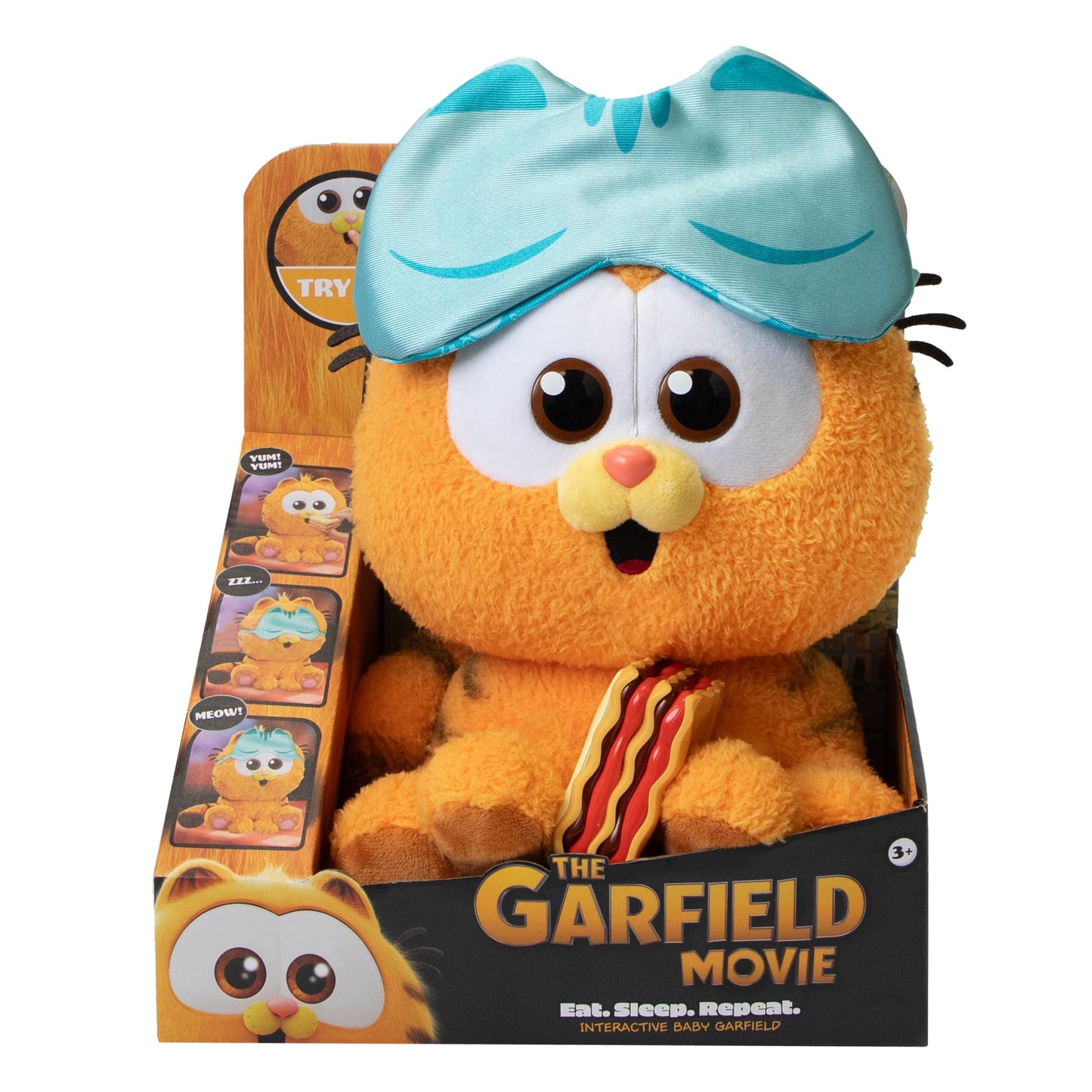 Animagic Baby Garfield Plush – Eat Sleep and Repeat 10 inches with Lasagna & Sleep Mask | Ages 3+