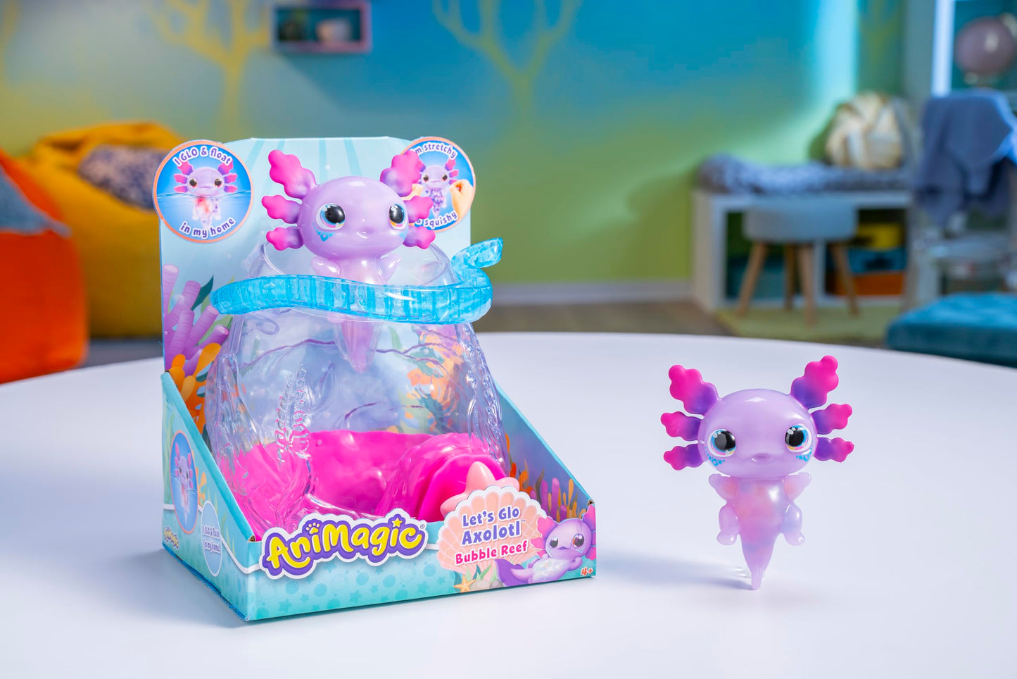 Animagic Let’s Glo Axolotl Bubble Reef – Glow-in-Water Toy for Ages 4+