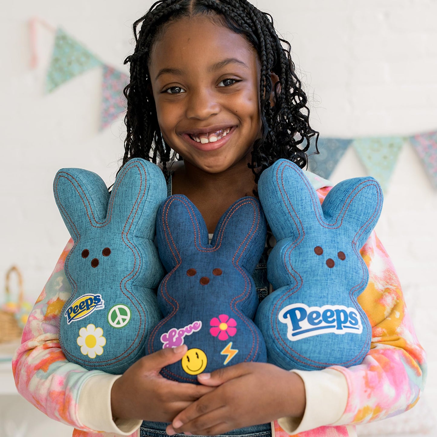 Animal Adventure Shaggy Bunny Peeps Plush – 9” Light Blue Denim | Officially Licensed PEEPS Gift