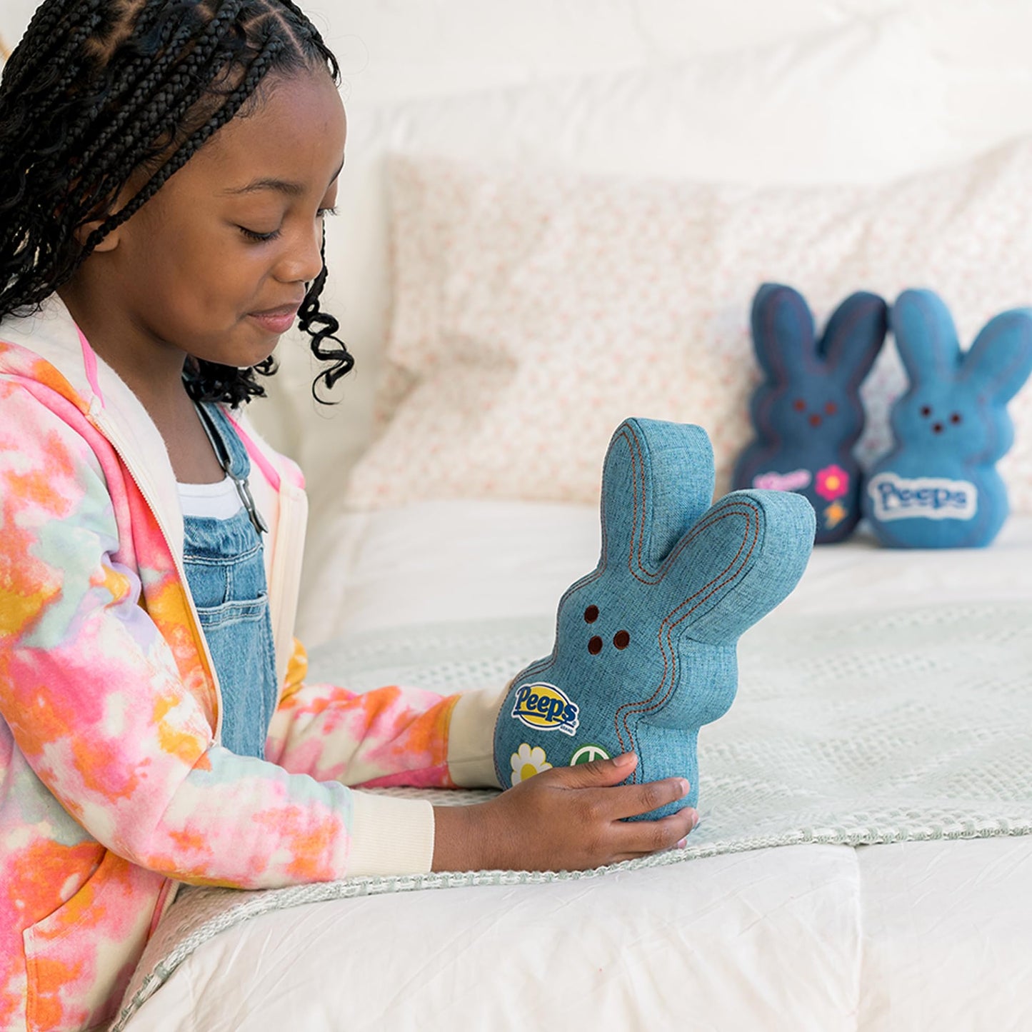 Animal Adventure Shaggy Bunny Peeps Plush – 9” Light Blue Denim | Officially Licensed PEEPS Gift