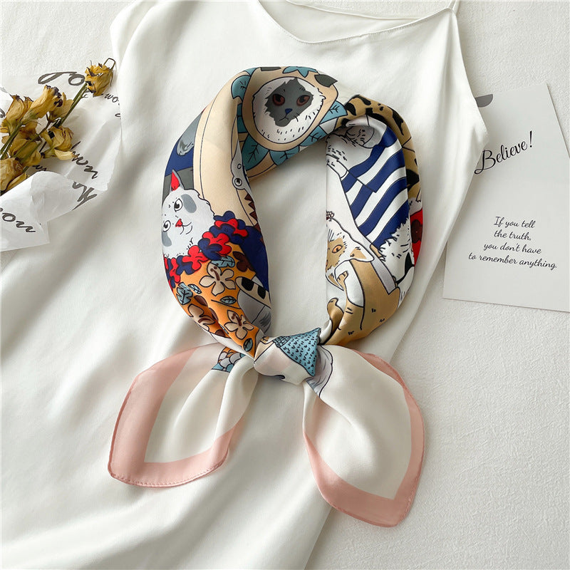 Animal Print Silk Square Scarf