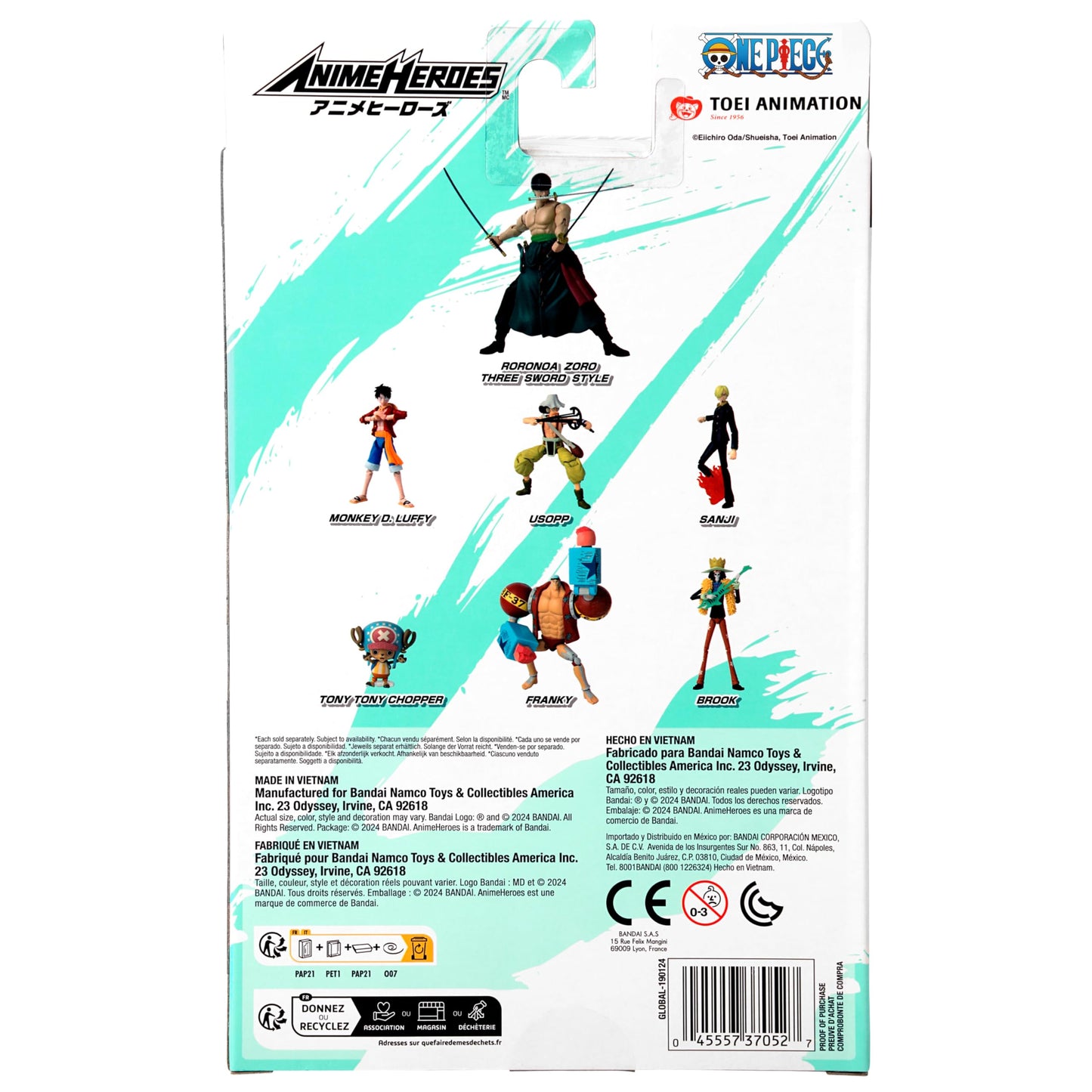 ANIME HEROES One Piece Roronoa Zoro Three Sword Style Action Figure - 6.5 Inch Collectible