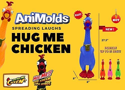 Animolds Hug Me Giant Rubber Chicken — Huge Stress Relief Screaming Toy (45s) | Novelty Gag Gift