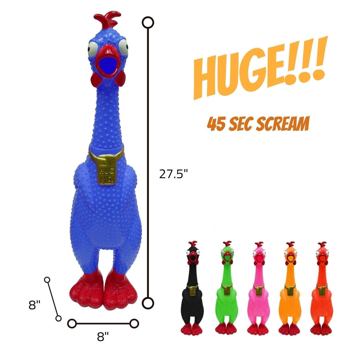 Animolds Hug Me Giant Rubber Chicken — Huge Stress Relief Screaming Toy (45s) | Novelty Gag Gift