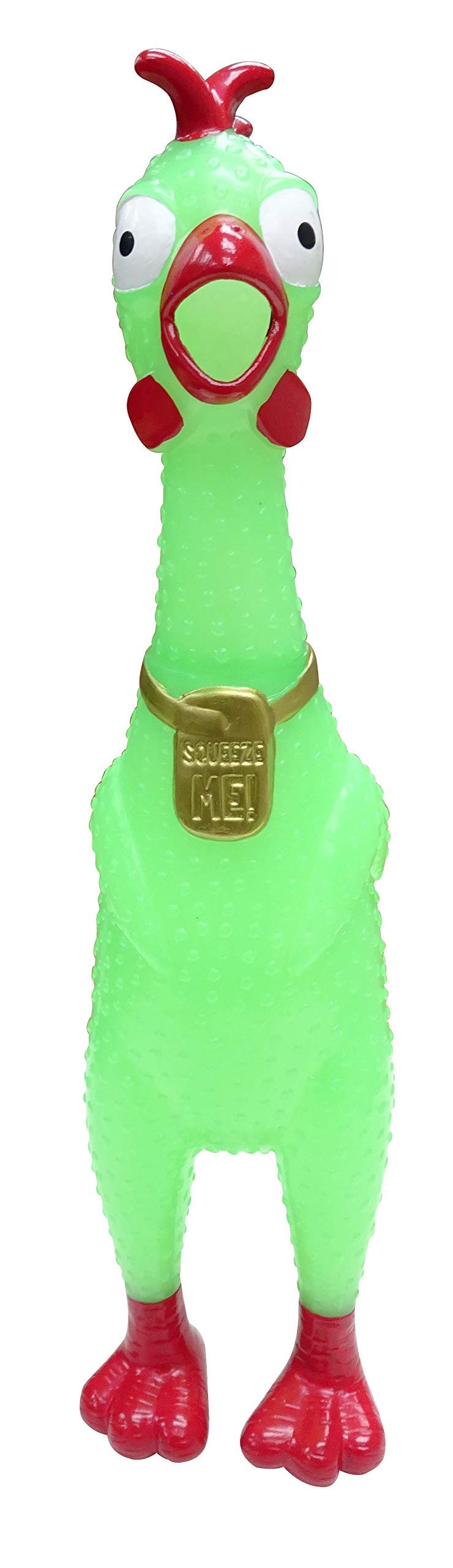 Animolds Squeeze Me Rubber Chicken Toy – Glow-in-the-Dark Squeaky Prank for Kids & Dogs | 1 Pack