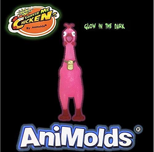 Animolds Squeeze Me Rubber Chicken Toy – Glow-in-the-Dark Squeaky Prank for Kids & Dogs | 1 Pack