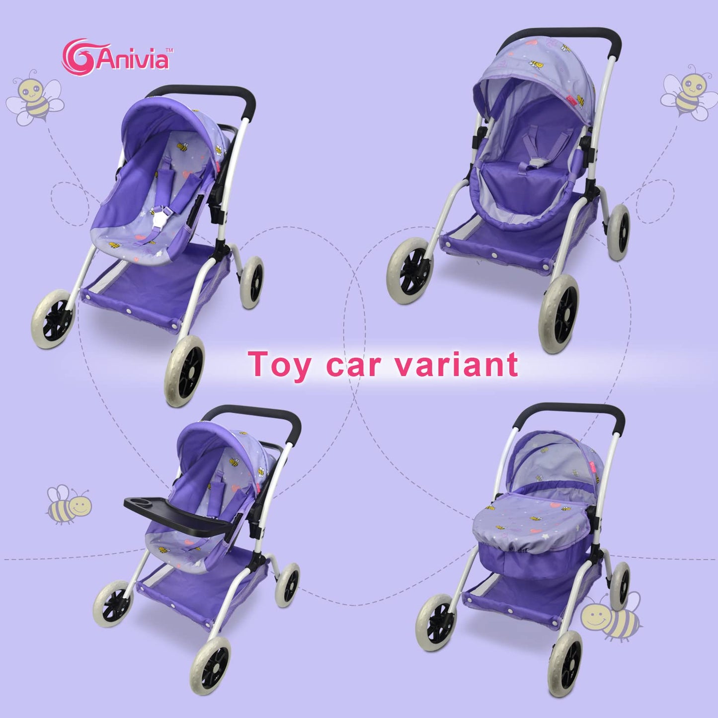 ANIVIA Doll Bed & Swing Set for 18-Inch Dolls – 2-in-1 Doll Nursery Furniture