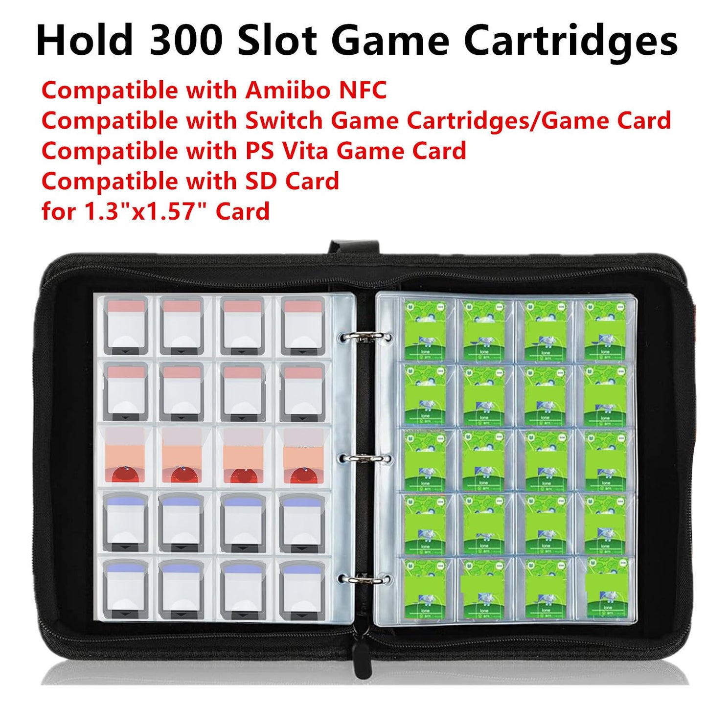 ANIXITECH 300-Slot Card Binder for ACNH – Portable Game Card Organizer (Black)