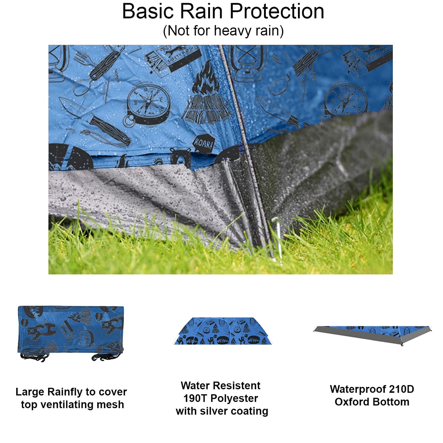 ANJ Outdoors KidzAdventure 2 in 1 Kids Tent – Easy Setup, Blue Adventure Theme