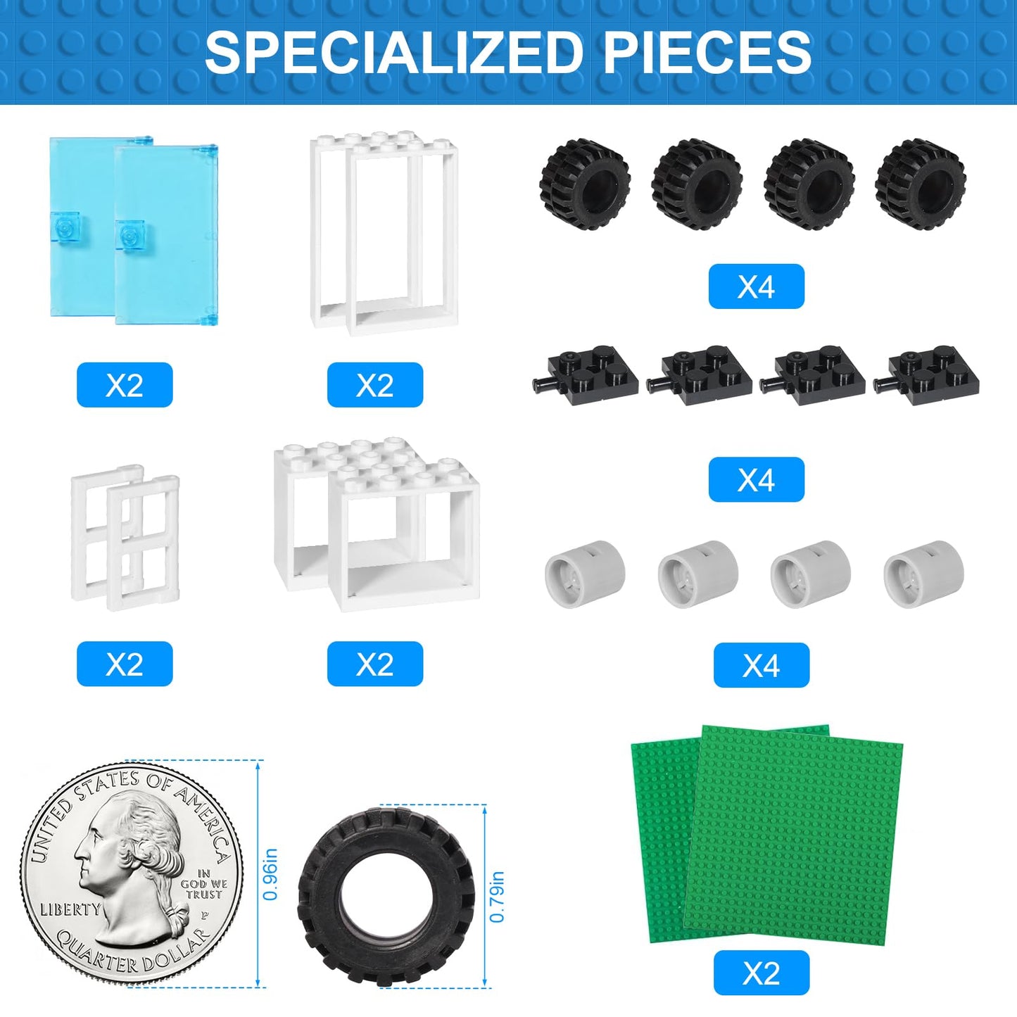 Anksono 1000-Piece Building Bricks Set – Wheels, Windows & Doors