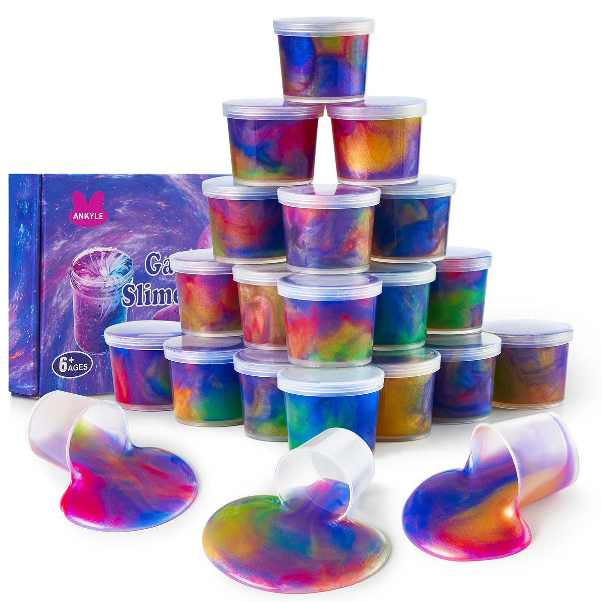Ankyle Galaxy Slime 24-Pack - Stretchy, Non-Sticky Party Favors for Kids