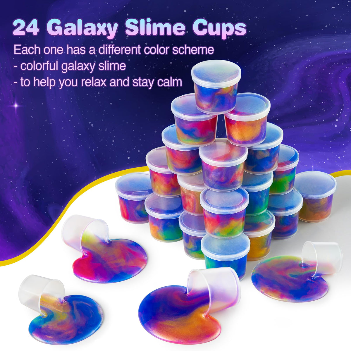Ankyle Galaxy Slime 24-Pack - Stretchy, Non-Sticky Party Favors for Kids