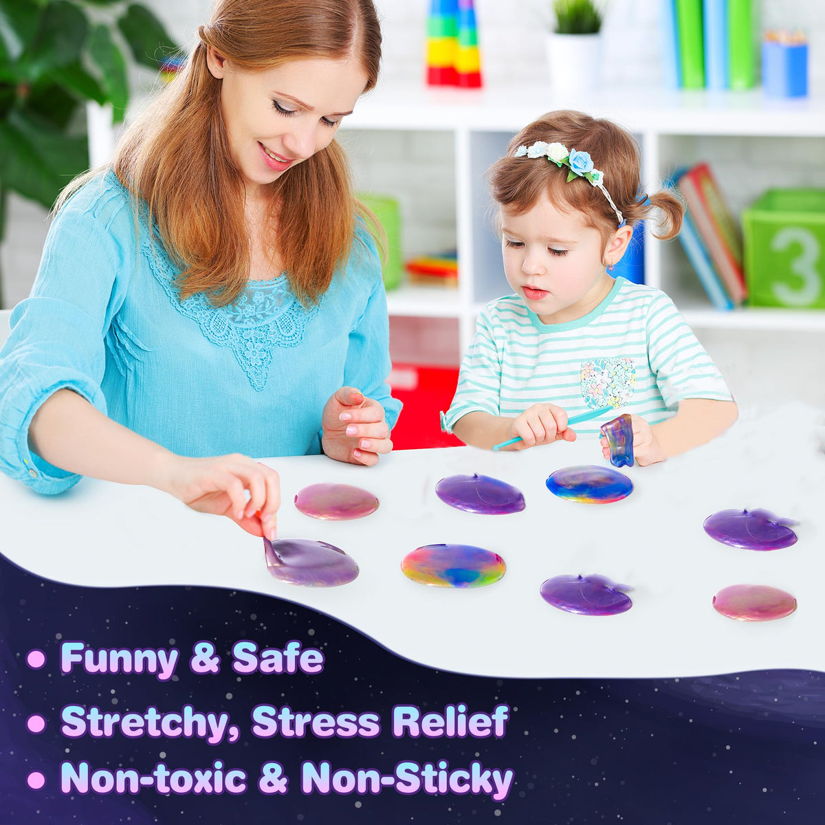 Ankyle Galaxy Slime 24-Pack - Stretchy, Non-Sticky Party Favors for Kids