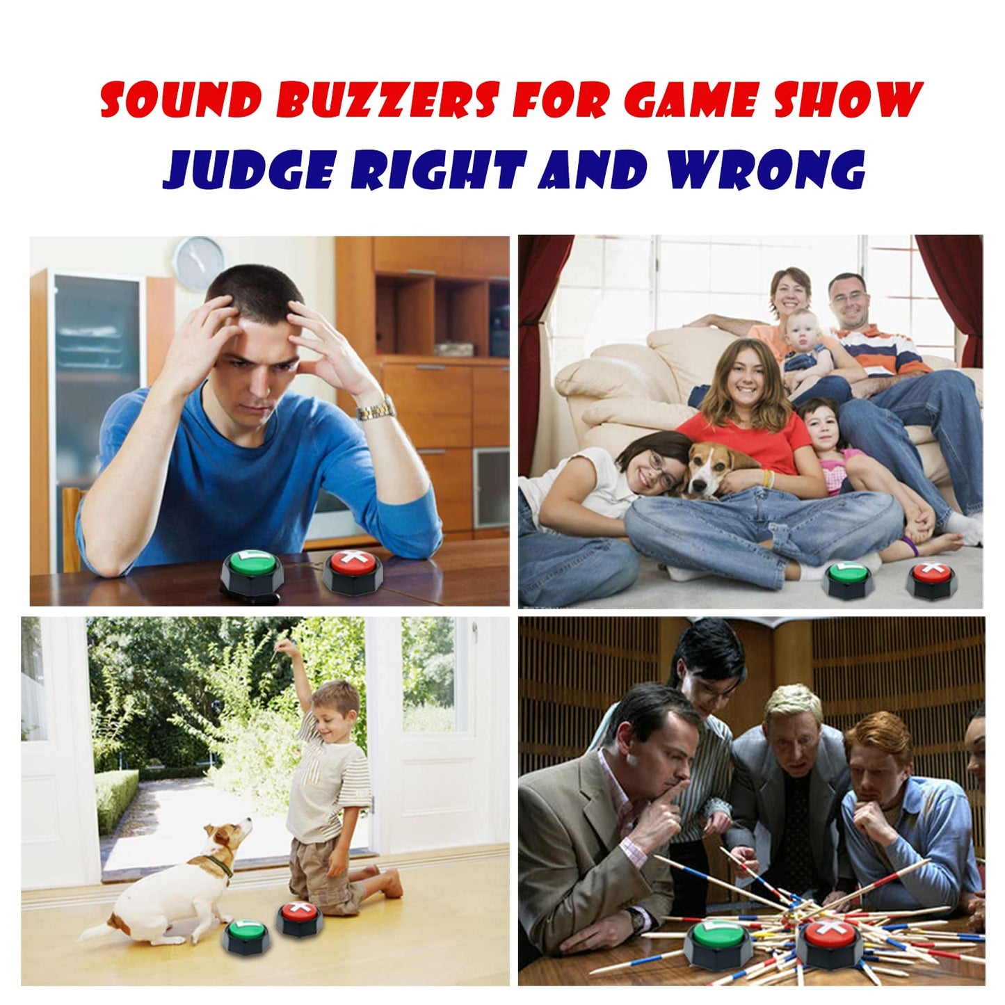 ANLIKY Right Wrong Button – 2-Pack Talking Buzzers for Games, Quizzes & Training (AAA Batteries Included)