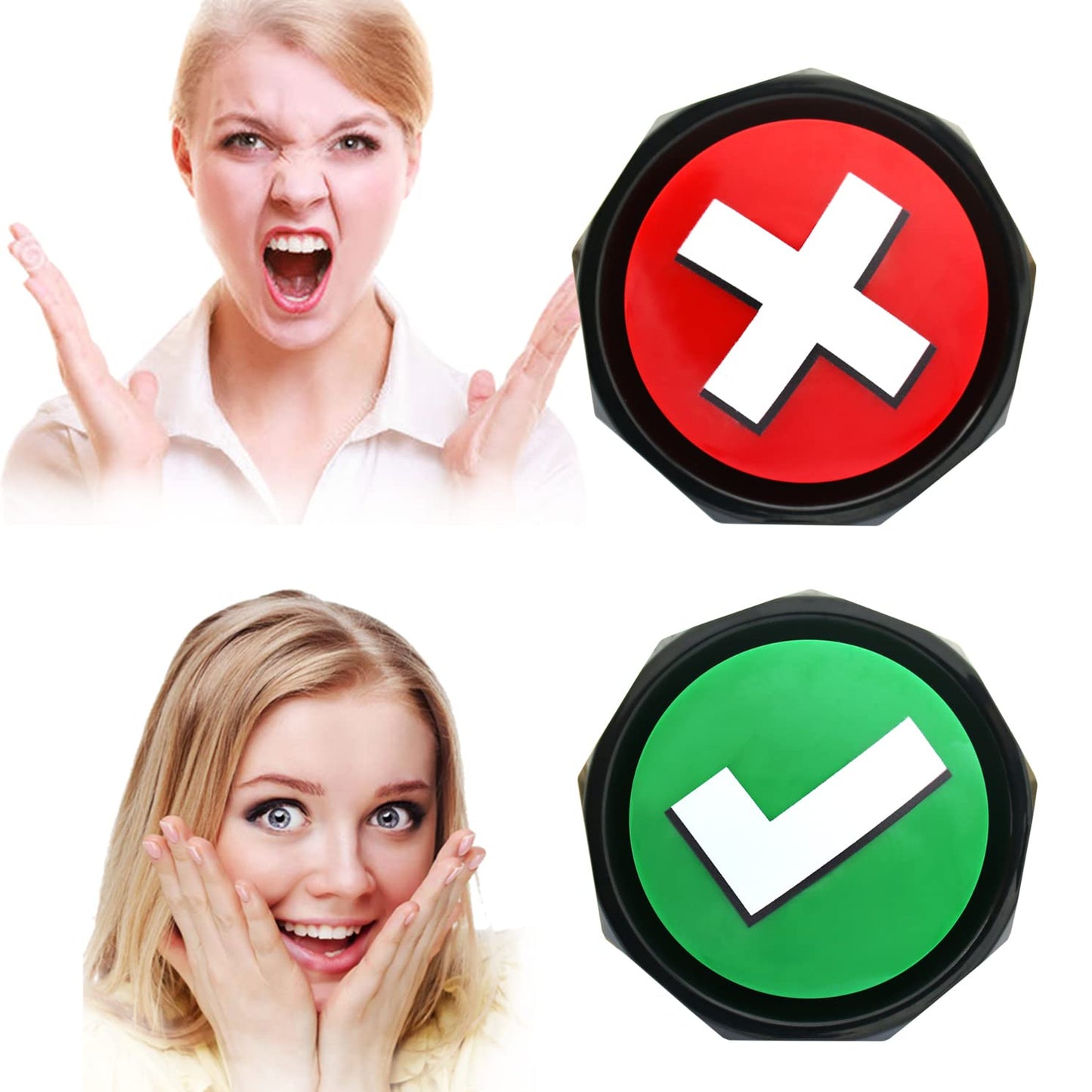 ANLIKY Right Wrong Button – 2-Pack Talking Buzzers for Games, Quizzes & Training (AAA Batteries Included)