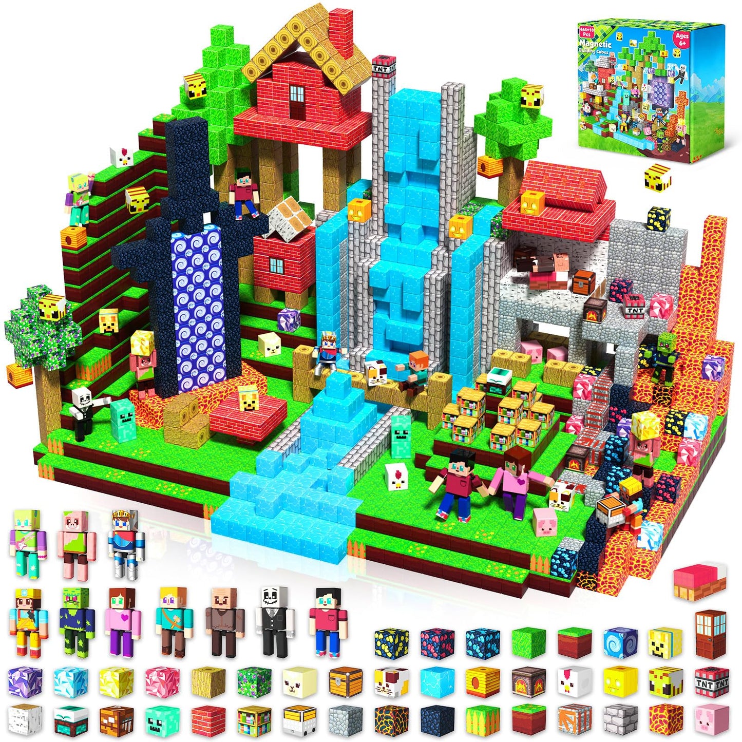 Annexfun 464PCS Magnetic Blocks with 10 Action Figures – 2026 STEM Building Toy for Kids